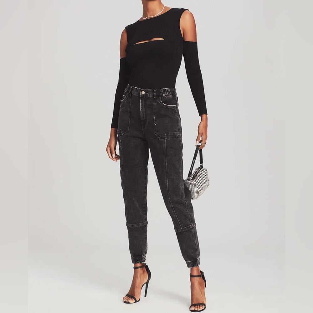 NEW Retrofete Carter Pant in Onyx Black Womens 27 Relaxed Fit Tapered Jogger